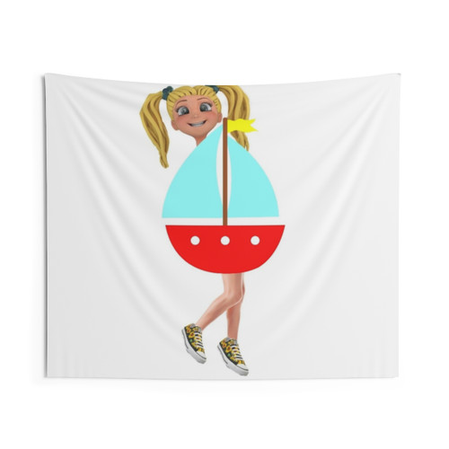 Sunflower Boat Girl Tapestry