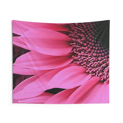 Pink Sunflower Macro Art Photo Tapestry