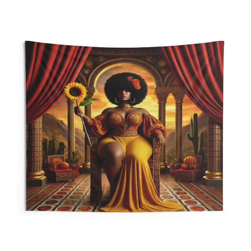 Queen of Wands Afrocentric Tapestry