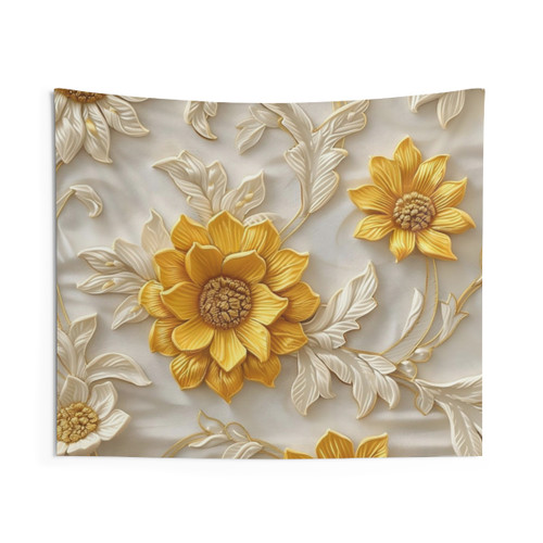 Textured Yellow and White Sunflower Tapestry
