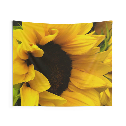Elegant Sunflower Close-Up Photo Tapestry