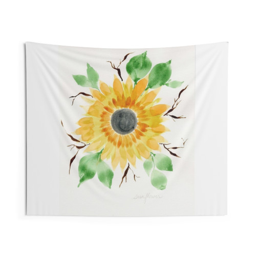 Bold Watercolor Sunflower Tapestry