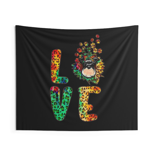 Schnauzer Sunflower Tie Dye Leopard Dog Mom Tapestry