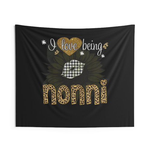 I Love Being Nonni Sunflower Leopard Tapestry