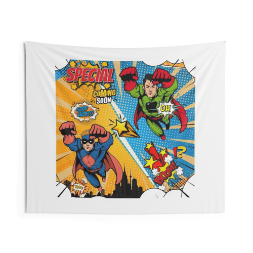 Vintage Pop Art Superhero Comic Tapestry