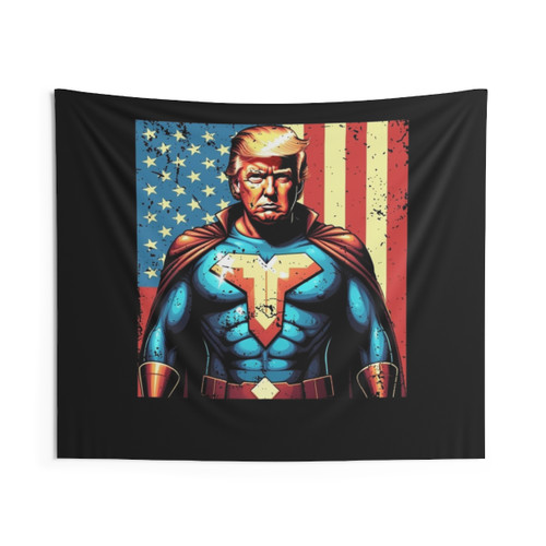 American Flag Distressed Superhero Trump 2024 Tapestry