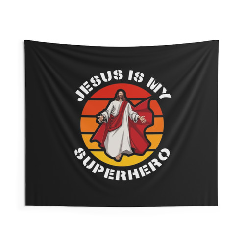 Jesus Superhero Sunset Tapestry