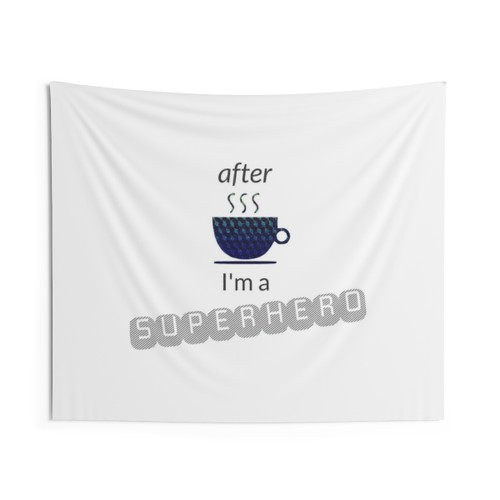 Coffee Superhero Vertical Tapestry