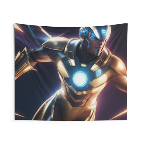 Futuristic Superhero Metallic Tapestry