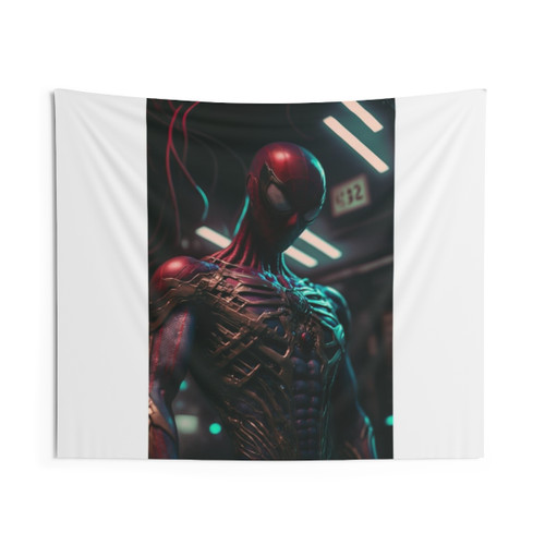 Cyberpunk Superhero Spider Digital Art Tapestry
