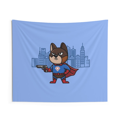 Colorful dog superhero tapestry wall decor