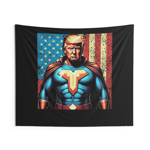 Trump 2024 Superhero Distressed American Flag Tapestry