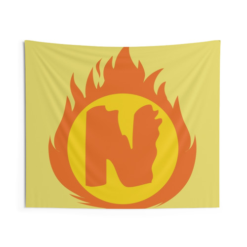 Superhero Letter N Tapestry with Fire Insignia