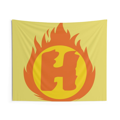 Superhero Letter H Tapestry with Fire Insignia