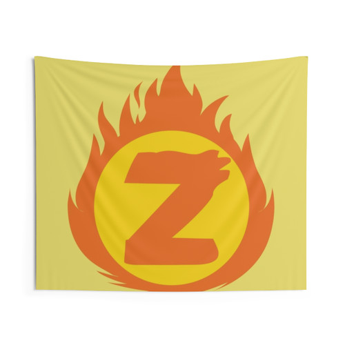 Superhero Letter Z Tapestry with Fire Insignia Design