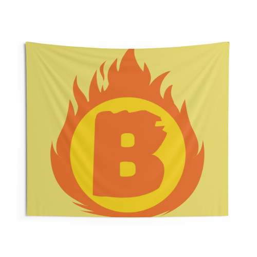 Superhero Letter B Tapestry with Fire Insignia