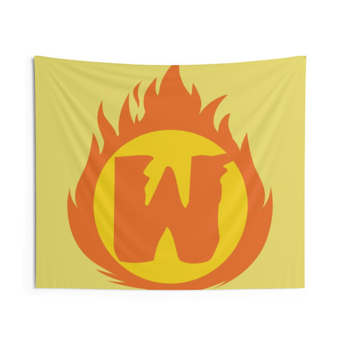 Superhero Letter W Tapestry with Fire Insignia