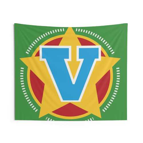 Superhero Letter V Tapestry with Star and Stripes Design