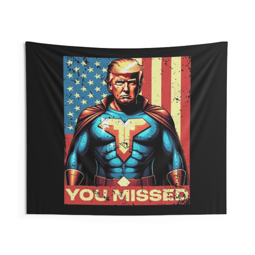 Trump Superhero Bulletproof American Flag Tapestry