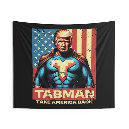 Trump Superhero American Flag Tapestry