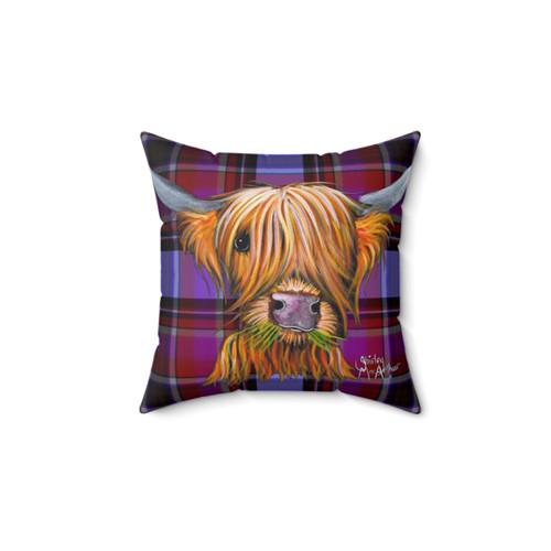 Highland Cow Tartan Pillow