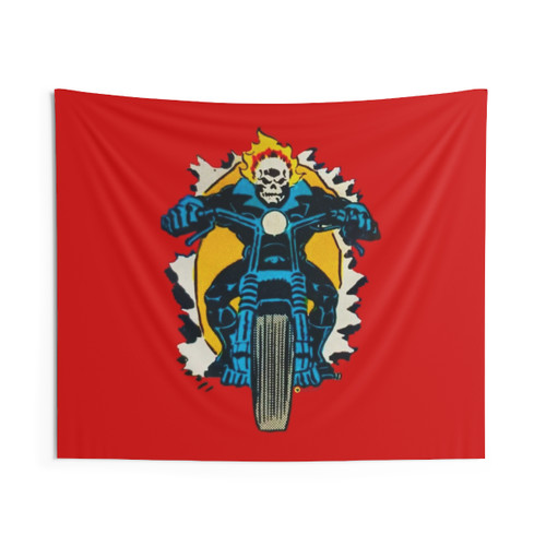 Retro Biker Tapestry with Hell On Wheels Design