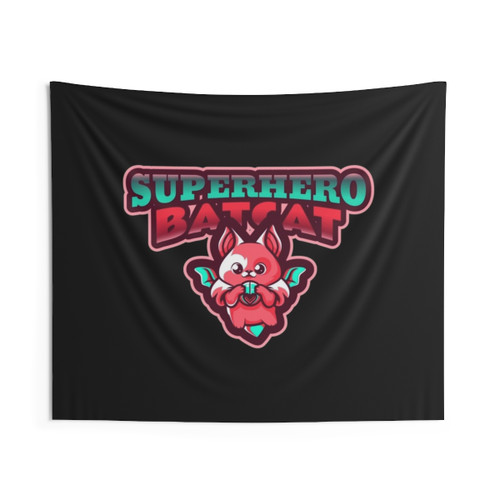 Superhero Batcat Funny Design Tapestry