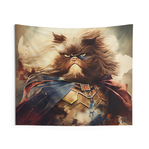 Persian Cat Superhero Tapestry for Home Decor