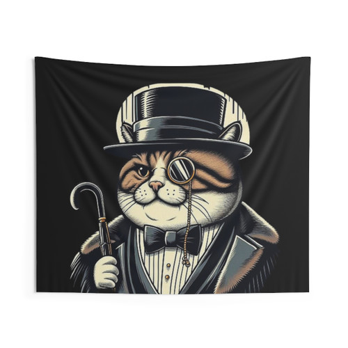 The Penguin Cat Mafia Boss Tapestry