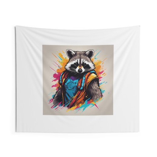 Superhero Raccoon Themed Tapestry Wall Decor
