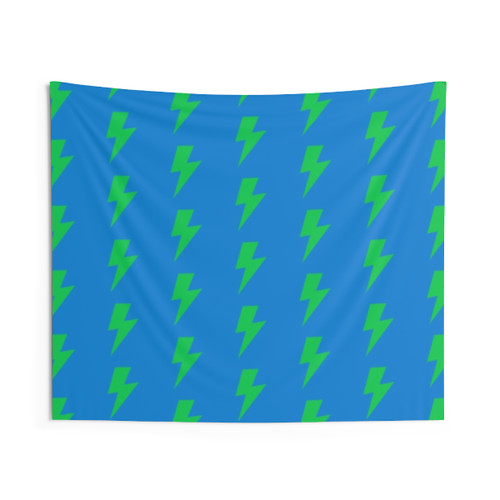 Green and blue lightning bolt preppy tapestry