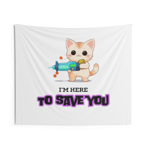 Funny Cat Superhero Tapestry