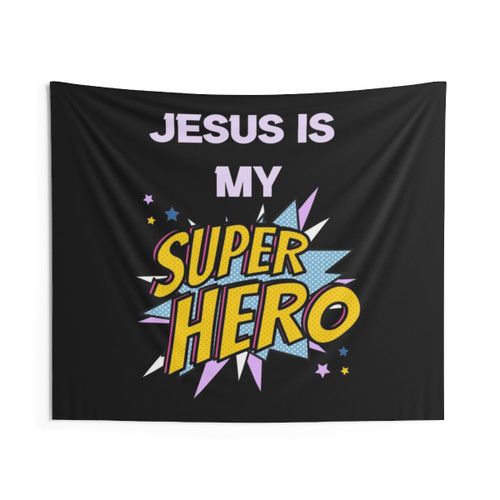 Jesus Is My Superhero Christian Design Tapestry