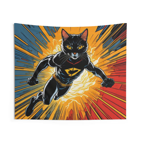 Superhero Cat Tapestry Wall Hanging