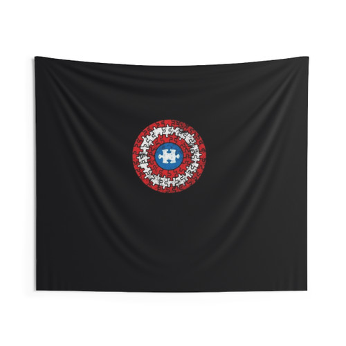 Autism Awareness Puzzle Superhero Shield Tapestry