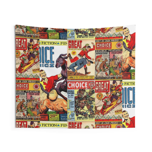 Vintage Superhero Comics Montage Tapestry