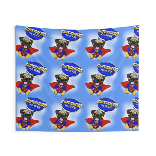 Superhero Pug Rescue Tapestry