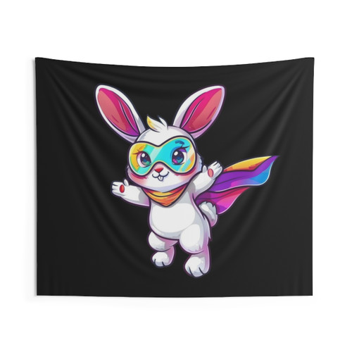 Cute Kawaii Cartoon Superhero Bunny Rabbit Tapestry