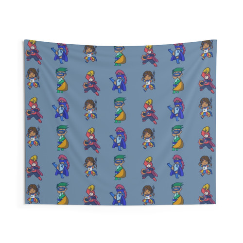 Superhero Kids Posing Tapestry