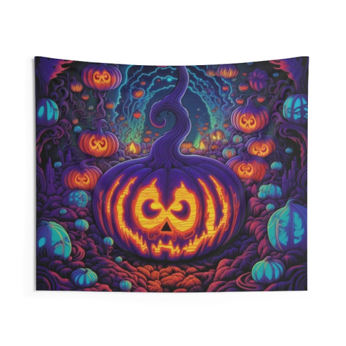 Neon Blue and Purple Halloween Tapestry