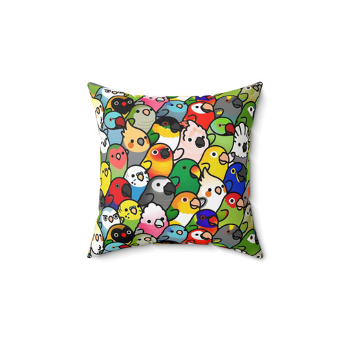 Everybirdy Pattern Decorative Throw Pillow with Parrots and Birds