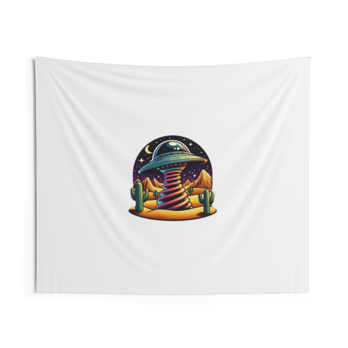 Retro Desert UFO Adventure Tapestry