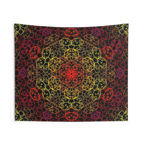 Vibrant Fire Mushroom Tapestry