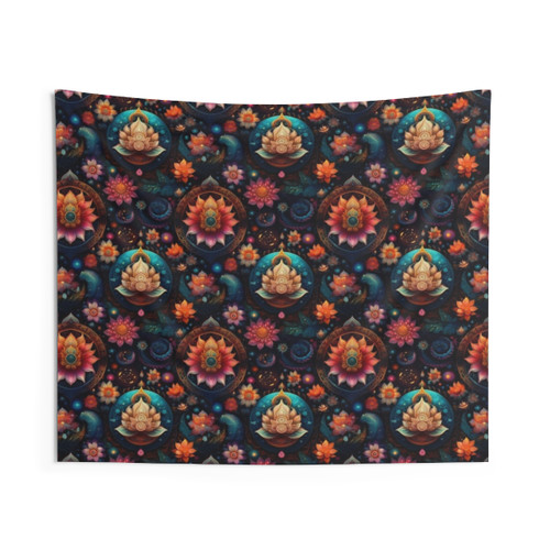 Trippy Psychedelic Floral Tapestry