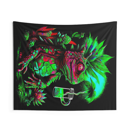 Psychedelic Frog Tapestry - Trippy Amphibian Wall Hanging