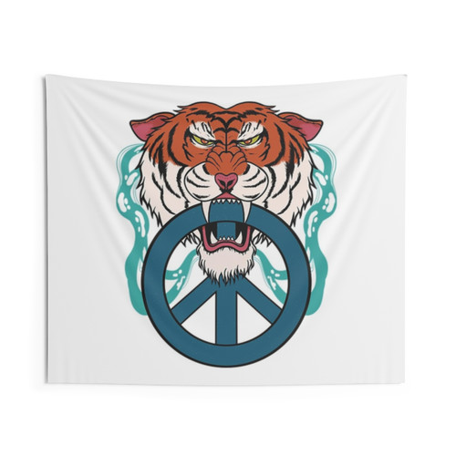 Trippy Peace Tiger Tapestry