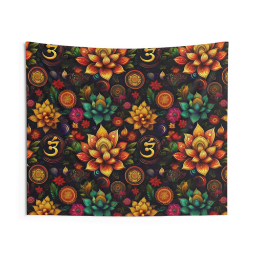Psychedelic Indian floral design tapestry