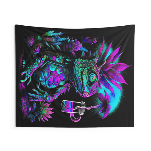 Psychedelic Trippy Colorful Frog Tapestry Wall Hanging