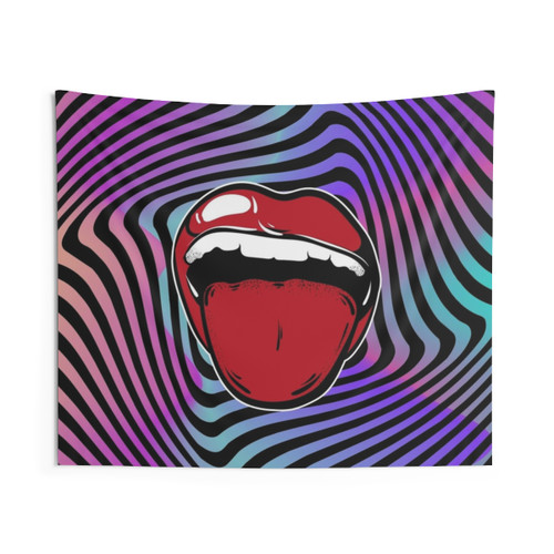 Psychedelic Trippy Mouth Design Tapestry