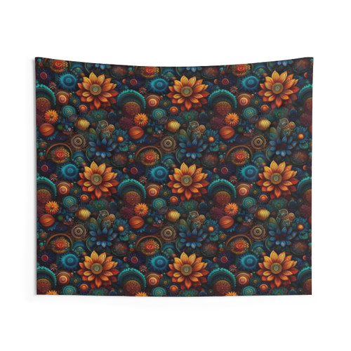 Trippy Psychedelic Floral Tapestry